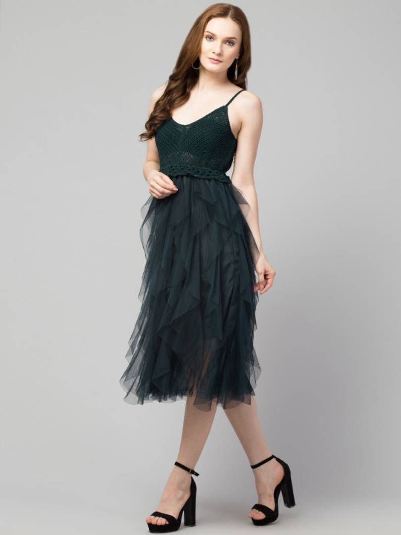 Trendy Crochet Net Dress for Women